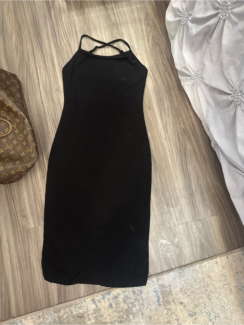 SHEIN Black Crisscross Strap Midi Dress